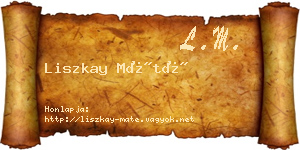 Liszkay Máté névjegykártya